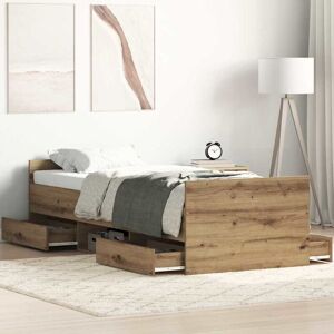 Bed Frame with Drawer Artisan oak 75 x 190 cm Engineered wood Vidaxl Bed Frame with Drawer Artisan oak 75 x 190 cm Engineered wood Vidaxl
