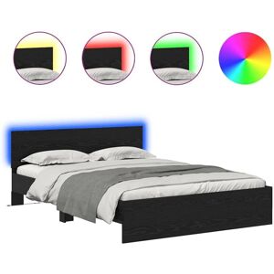 Bed Frame with Headboard Black Oak 135 x 190 cm Engineered Wood vidaXL Bed Frame with Headboard Black Oak 135 x 190 cm Engineered Wood vidaXL