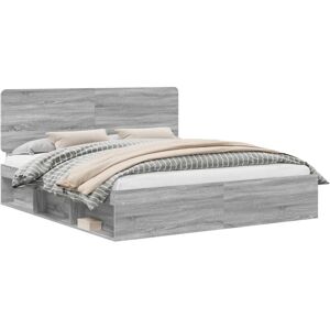 Bed Frame Grey Sonoma 180 x 200 cm Solid Pine Wood vidaXL Bed Frame Grey Sonoma 180 x 200 cm Solid Pine Wood vidaXL