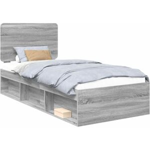Bed Frame Grey Sonoma 100 x 200 cm Solid Pine Wood vidaXL Bed Frame Grey Sonoma 100 x 200 cm Solid Pine Wood vidaXL