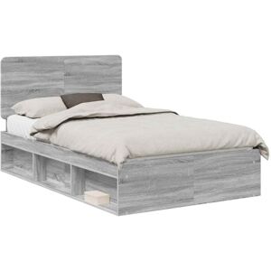 Bed Frame Grey Sonoma 120 x 190 cm Solid Pine Wood vidaXL Bed Frame Grey Sonoma 120 x 190 cm Solid Pine Wood vidaXL