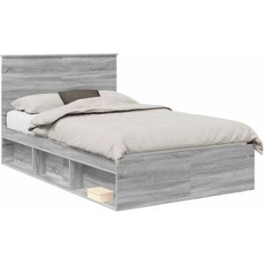 Bed Frame Grey Sonoma 135 x 190 cm Solid Pine Wood vidaXL Bed Frame Grey Sonoma 135 x 190 cm Solid Pine Wood vidaXL