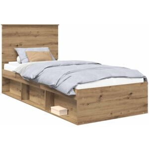 Bed Frame Artisian Oak 75 x 190 cm Solid Pine Wood vidaXL Bed Frame Artisian Oak 75 x 190 cm Solid Pine Wood vidaXL
