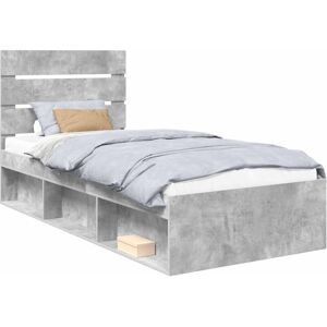 Bed Frame Concerte Grey 75 x 190 cm Solid Pine Wood vidaXL Bed Frame Concerte Grey 75 x 190 cm Solid Pine Wood vidaXL