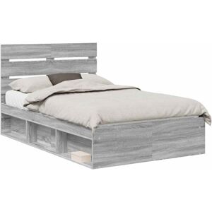 Bed Frame Grey Sonoma 135 x 190 cm Solid Pine Wood vidaXL Bed Frame Grey Sonoma 135 x 190 cm Solid Pine Wood vidaXL