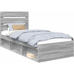 Bed Frame Grey Sonoma 90 x 190 cm Solid Pine Wood vidaXL Bed Frame Grey Sonoma 90 x 190 cm Solid Pine Wood vidaXL