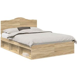 Bed Frame Sonoma Oak 150 x 200 cm Solid Pine Wood vidaXL Bed Frame Sonoma Oak 150 x 200 cm Solid Pine Wood vidaXL