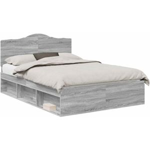 Bed Frame Grey Sonoma 140 x 200 cm Solid Pine Wood vidaXL Bed Frame Grey Sonoma 140 x 200 cm Solid Pine Wood vidaXL
