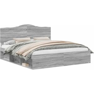 Bed Frame Grey Sonoma 180 x 200 cm Solid Pine Wood vidaXL Bed Frame Grey Sonoma 180 x 200 cm Solid Pine Wood vidaXL