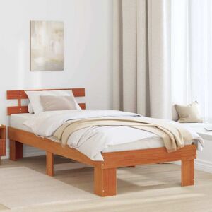 Vidaxl - Bed Frame with Headboard Brown 75 x 190 cm Solid Pine wood Vidaxl - Bed Frame with Headboard Brown 75 x 190 cm Solid Pine wood
