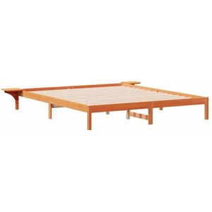 Bed Frame with Side Tables Wax Brown 200 x 220 cm vidaXL Bed Frame with Side Tables Wax Brown 200 x 220 cm vidaXL