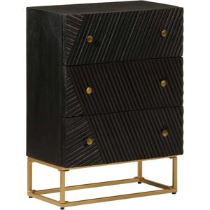 Chest of Drawers Black 55x30x76 cm Solid Wood Mango and Iron vidaXL Chest of Drawers Black 55x30x76 cm Solid Wood Mango and Iron vidaXL