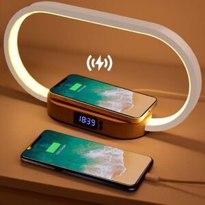 BEIJIYI Bedside Lamp with Wireless Charger, Touch with USB Port, Induction Charger with Clock, Table Lamp with 3 Color Modes and Dimmable, Wood and White BEIJIYI Bedside Lamp with Wireless Charger, Touch with USB Port, Induction Charger with Clock, Table Lamp with 3 Color Modes and Dimmable, Wood and White