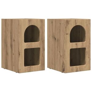 Bedside Table 2 pcs Artisan Oak 29.5 x 35 x 50 cm vidaXL Bedside Table 2 pcs Artisan Oak 29.5 x 35 x 50 cm vidaXL