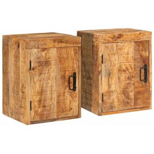 Bedside Table 2 pcs Brown 35 x 33 x 48 cm Solid Mango Wood vidaXL Bedside Table 2 pcs Brown 35 x 33 x 48 cm Solid Mango Wood vidaXL