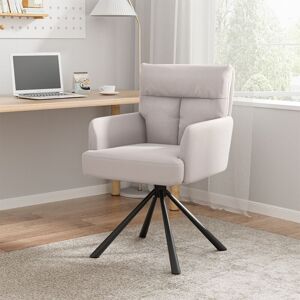 Livingandhome - Beige Modern Upholstered Swivel Armchair with Black Legs Livingandhome - Beige Modern Upholstered Swivel Armchair with Black Legs
