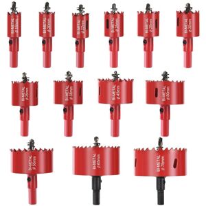 TINOR Bi-metal Hole Saw, 13 pcs Hole Saw Set with 13 Mandrels, 13 Hex Keys and 13 Springs, Ø18-75mm Saw Blade for Drilling Plastic, pvc, Wood, Fiberboard, TINOR Bi-metal Hole Saw, 13 pcs Hole Saw Set with 13 Mandrels, 13 Hex Keys and 13 Springs, Ø18-75mm Saw Blade for Drilling Plastic, pvc, Wood, Fiberboard,