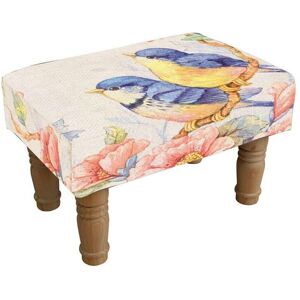 Bird Print Design Footstool - L26 x W40 x H26 cm Bird Print Design Footstool - L26 x W40 x H26 cm