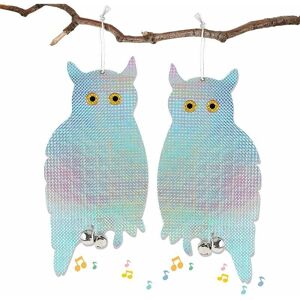 Cyslmuk - Bird Repellent Pigeon Repellent Glow in the Dark Reflective Owl Shape, 2 Pack Pigeon Repellent with Bird Repellent Bell Cyslmuk - Bird Repellent Pigeon Repellent Glow in the Dark Reflective Owl Shape, 2 Pack Pigeon Repellent with Bird Repellent Bell
