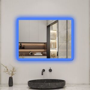 Biubiubath 800x600mm Bluetooth Bathroom LED Mirror with White/Blue Lights Shaver Socket Demister Biubiubath 800x600mm Bluetooth Bathroom LED Mirror with White/Blue Lights Shaver Socket Demister