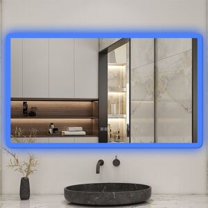 Biubiubath 1200x700mm Bluetooth Bathroom LED Mirror with White/Blue Lights Shaver Socket Demister Biubiubath 1200x700mm Bluetooth Bathroom LED Mirror with White/Blue Lights Shaver Socket Demister