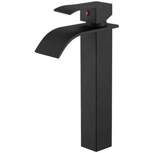 Ymyny - Black Basin Faucet, Tall Bathroom Sink Mixer Tap, Stainless Steel Tap with Large Square Spout, Hot and Cold Water Available, Spout Height Ymyny - Black Basin Faucet, Tall Bathroom Sink Mixer Tap, Stainless Steel Tap with Large Square Spout, Hot and Cold Water Available, Spout Height