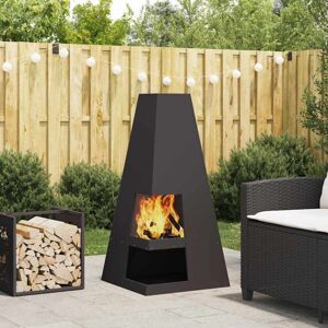 Fire Pit Black 50 x 50 x 100 cm Cold-rolled steel Vidaxl Fire Pit Black 50 x 50 x 100 cm Cold-rolled steel Vidaxl