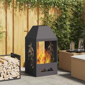 Fire Pit Black 50 x 50 x 100 cm Cold-rolled steel Vidaxl Fire Pit Black 50 x 50 x 100 cm Cold-rolled steel Vidaxl