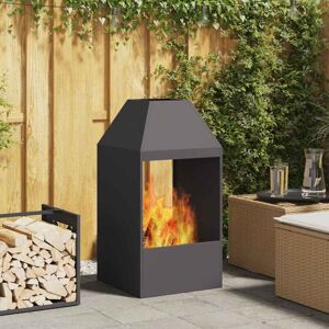 Fire Pit Black 50 x 50 x 100 cm Cold-rolled steel Vidaxl Fire Pit Black 50 x 50 x 100 cm Cold-rolled steel Vidaxl