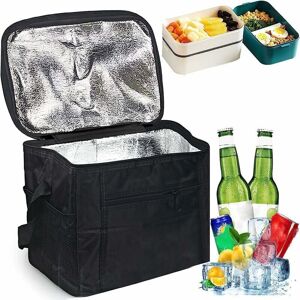 Cyslmuk - Black cooler bag 27 17 24 cm, foldable cooler bag, picnic bag, insulated camping bag, cooler bag, food cooler bag, picnic cooler bag, Cyslmuk - Black cooler bag 27 17 24 cm, foldable cooler bag, picnic bag, insulated camping bag, cooler bag, food cooler bag, picnic cooler bag,