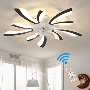 Livingandhome - Black Creative Ceiling Fan with led Stepless Dimming Light Livingandhome - Black Creative Ceiling Fan with led Stepless Dimming Light