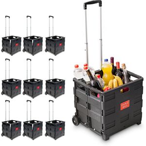 Relaxdays Shopping Trolley, Set of 10, 35kg, Adjustable Handle & Wheels, HWD: 100 x 42 x 37 cm, Plastic, Black Relaxdays Shopping Trolley, Set of 10, 35kg, Adjustable Handle & Wheels, HWD: 100 x 42 x 37 cm, Plastic, Black