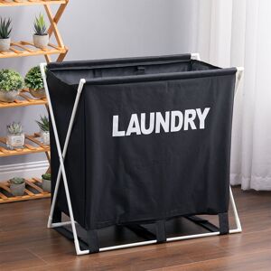 Livingandhome - Black Large Foldable Folding Laundry Basket Washing Basket Lightweight Livingandhome - Black Large Foldable Folding Laundry Basket Washing Basket Lightweight