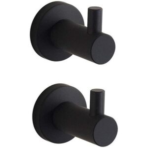 WOIYIC Black Paint Flat Towel Hooks Set of 2 Wall Mounted SUS304 Stainless Steel Single Robe Clothes Holder, L5 X H7 cm/Each WOIYIC Black Paint Flat Towel Hooks Set of 2 Wall Mounted SUS304 Stainless Steel Single Robe Clothes Holder, L5 X H7 cm/Each