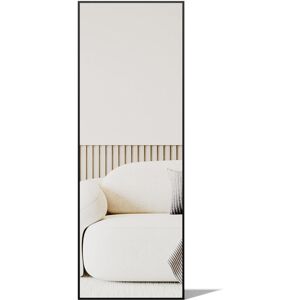 LIVINGANDHOME Black Rectangular Iron Frame Full Length Mirror with Stand 50cm W x 140cm H LIVINGANDHOME Black Rectangular Iron Frame Full Length Mirror with Stand 50cm W x 140cm H