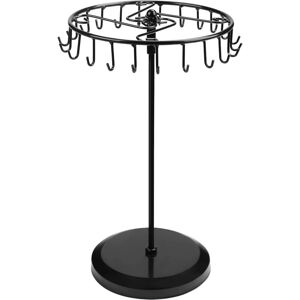 LINGHHANG Black rotating jewelry display stand in copper-colored metal (23 hooks) - H34.8 x W20.5 cm - Jewelry display tower - Holder for necklaces, bracelets, LINGHHANG Black rotating jewelry display stand in copper-colored metal (23 hooks) - H34.8 x W20.5 cm - Jewelry display tower - Holder for necklaces, bracelets,