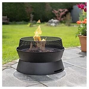 Marco Paul - Black Steel Round Vigor Fire Pit for Garden Modern Metal Fire Bowl with 360 Flame View and Grill Edge Outdoor Portable Heater Log Burner Marco Paul - Black Steel Round Vigor Fire Pit for Garden Modern Metal Fire Bowl with 360 Flame View and Grill Edge Outdoor Portable Heater Log Burner