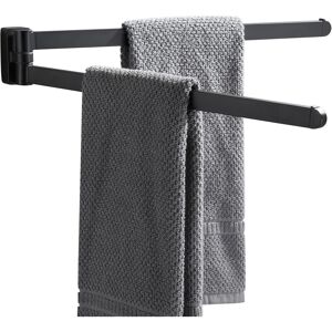 Linghhang - Black Swivel Towel Rack - Oganizer - Space Saving - Wall Mounted Towel Holder - Double Swivel Bar for Bathroom Linghhang - Black Swivel Towel Rack - Oganizer - Space Saving - Wall Mounted Towel Holder - Double Swivel Bar for Bathroom