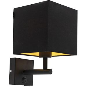 Qazqa Moderno Aplique Black Golden Interior Wall Lamp - Suitable for LED 40W Qazqa Moderno Aplique Black Golden Interior Wall Lamp - Suitable for LED 40W