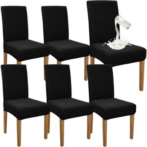 (Black)6 Pack Premium Waterproof Dining Chair Covers Elastic High Stretch Dining Room Chair Slipcovers Removable Chair Protector for Kitchen Party (Black)6 Pack Premium Waterproof Dining Chair Covers Elastic High Stretch Dining Room Chair Slipcovers Removable Chair Protector for Kitchen Party