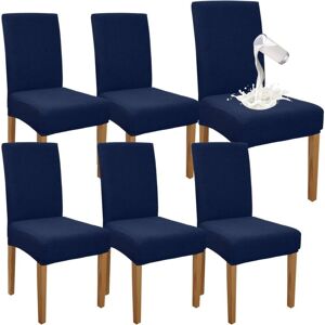 (Navy Blue)6 Pack Premium Waterproof Dining Chair Covers Elastic High Stretch Dining Room Chair Slipcovers Removable Chair Protector for Kitchen Party (Navy Blue)6 Pack Premium Waterproof Dining Chair Covers Elastic High Stretch Dining Room Chair Slipcovers Removable Chair Protector for Kitchen Party