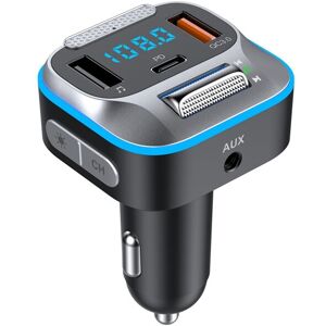 TLILY Bluetooth 5.0 FM Transmitter Car with Bass Boost HD Microphone 30W PD+QC3.0 Aux FM Transmitter Music 7 Color Ring Lights TLILY Bluetooth 5.0 FM Transmitter Car with Bass Boost HD Microphone 30W PD+QC3.0 Aux FM Transmitter Music 7 Color Ring Lights