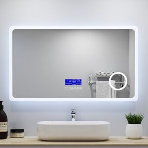 SKY - Bluetooth Bathroom Mirror with led Lights and Demister, 3x Magnifying 3 Colour Dimmable Wall Mounted,IP44 Rated Horizontal- 800x600mm SKY - Bluetooth Bathroom Mirror with led Lights and Demister, 3x Magnifying 3 Colour Dimmable Wall Mounted,IP44 Rated Horizontal- 800x600mm