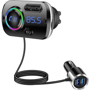 Bluetooth FM Transmitter for Car, Bluetooth 5.0 Wireless Car Adapter with QC3.0 & 5V/2.4A Dual Charging Port, Easy Attached to Air Vent, Hands Free Bluetooth FM Transmitter for Car, Bluetooth 5.0 Wireless Car Adapter with QC3.0 & 5V/2.4A Dual Charging Port, Easy Attached to Air Vent, Hands Free