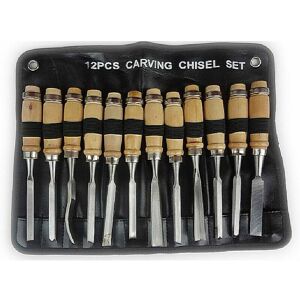 Trimec - bois Set 12 pièces ciseaux bois outil a main kit avec une pochette de rangement Trimec - bois Set 12 pièces ciseaux bois outil a main kit avec une pochette de rangement