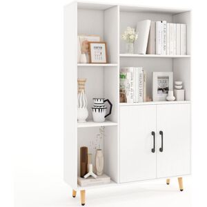 COSTWAY Bookcase 119 cm Floor Bookshelf w/ 5 Open Compartments-White COSTWAY Bookcase 119 cm Floor Bookshelf w/ 5 Open Compartments-White