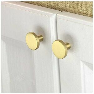 TRIMEC Boutons de Meuble en Laiton Brossé, Boutons de Tiroir de Commode en Or, Pour Armoires, Placards, Salle, Bain et Cuisine, lot de 10 (ronde) TRIMEC Boutons de Meuble en Laiton Brossé, Boutons de Tiroir de Commode en Or, Pour Armoires, Placards, Salle, Bain et Cuisine, lot de 10 (ronde)