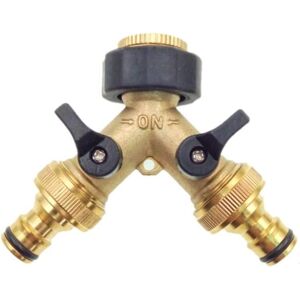 BEIJIYI Brass 2-Way Garden Tap Adapter, Double Tap Garden Faucet Adapter with Individual On/Off Valves for Home, Kitchen, Garden, Outdoor BEIJIYI Brass 2-Way Garden Tap Adapter, Double Tap Garden Faucet Adapter with Individual On/Off Valves for Home, Kitchen, Garden, Outdoor