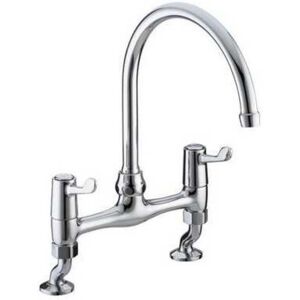 Bristan - Value Lever Chrome Bridge Deck Kitchen Sink Mixer Tap with Ceramic Disc Valves - VAL2-BRDSM-C-CD Bristan - Value Lever Chrome Bridge Deck Kitchen Sink Mixer Tap with Ceramic Disc Valves - VAL2-BRDSM-C-CD