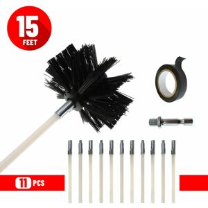 Ontway - Brosse de nettoyage Kit De Ramonage Poêle Pellet Réglable Brosse Nettoyage De Cheminée 100mm Conduits 11 Cannes De Ramonage(15 Pieds) Kit Ontway - Brosse de nettoyage Kit De Ramonage Poêle Pellet Réglable Brosse Nettoyage De Cheminée 100mm Conduits 11 Cannes De Ramonage(15 Pieds) Kit